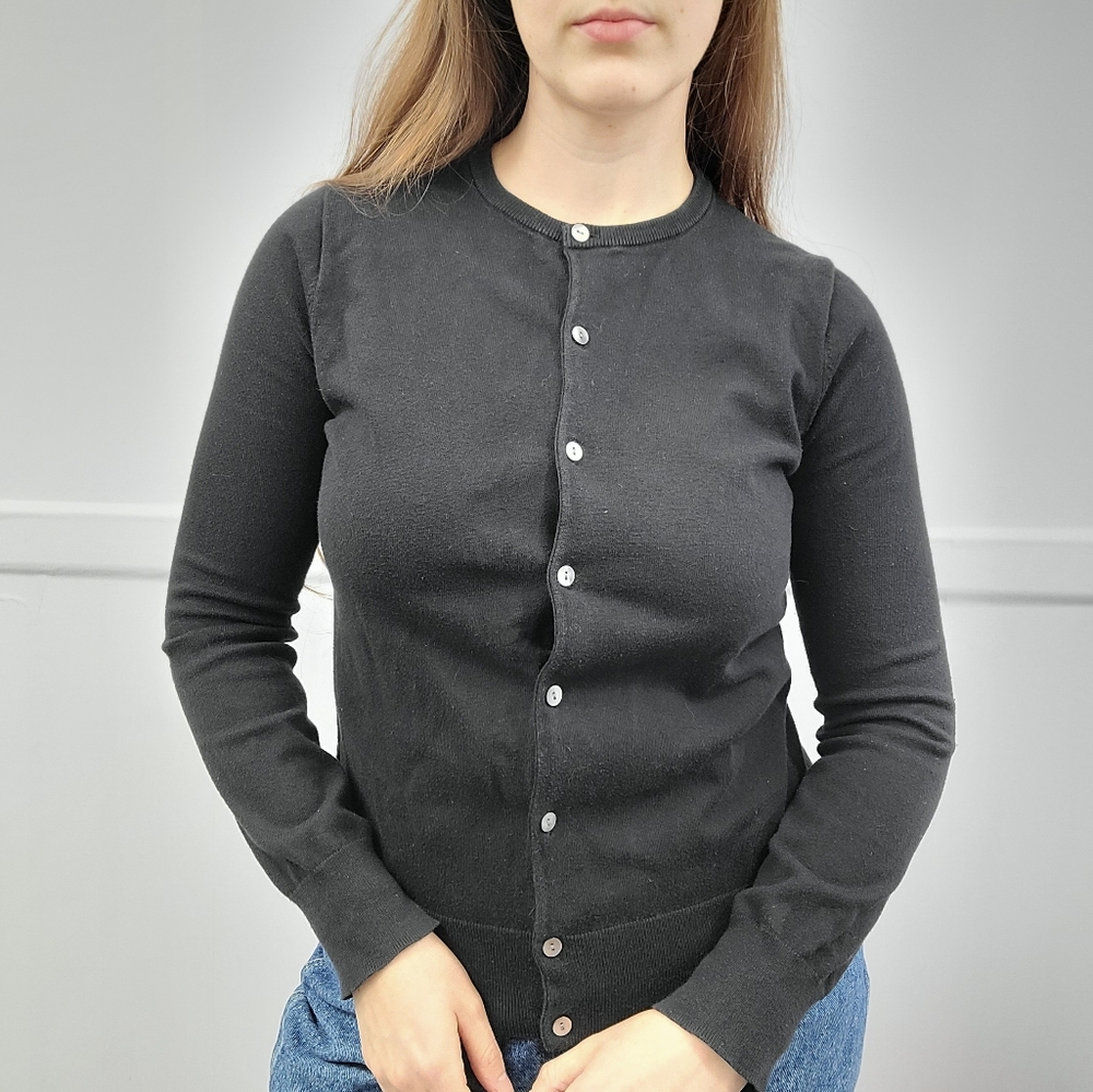 Black Cardigan from Lands' End Basic Button-up Size XS 2-4